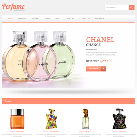 香水外贸企业响应式英文网站模板